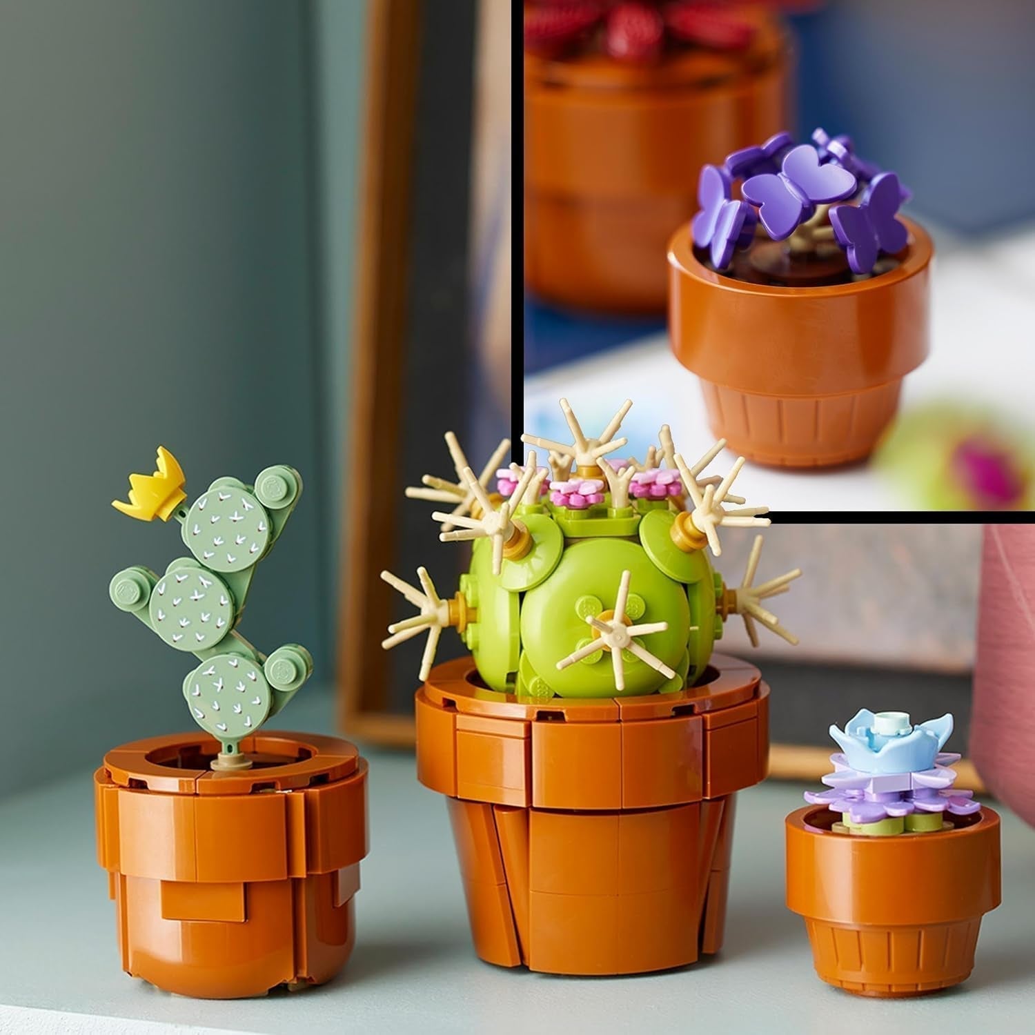 Mini plante LEGO Icons, 9 flori artificiale de construit, set de colecție botanică pentru adulți cu ghiveci de teracotă construibil, decorațiuni pentru casă, cadou pentru femei și bărbați 10329 Seturi de constructie Besuche den LEGO-Store