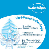 Șervețele umede WaterWipes Sensitive+ pentru bebeluși și copii mici, 720 bucăți (12 pachete), curățare 3 în 1, îngrijire, protecție, 99,9% apă, curățare texturată, fără parfum