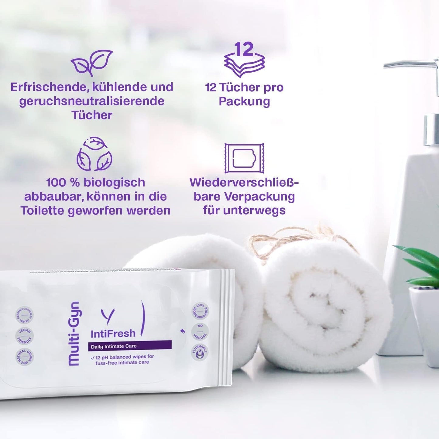 Multi-Gyn Intifresh, șervețele intime pentru uz extern, 12 șervețele umede