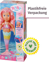 BABY Born Little Sister Mermaid 46 cm, Păpușă sirenă impermeabilă cu păr lung și aripioară mobilă cu sclipici, incl. tiară și pieptene, 833681 Zapf Creation Papusi Naty Shop