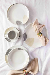 MÄSER 931215 Set de veselă frumos decorat pentru 6 persoane, serviciu combinat 30 de piese, cu forme fără rame, porțelan, alb