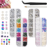 5820 Stück Strasssteine Nägel, Glitzersteine Nägel Und Halbrunde Perlen, AB Kristall Rhinestones, Flatback Nagel Steine Mit Pinzette Und Stift Für Nagel/Diy (Mehrere Größen Und Farben)