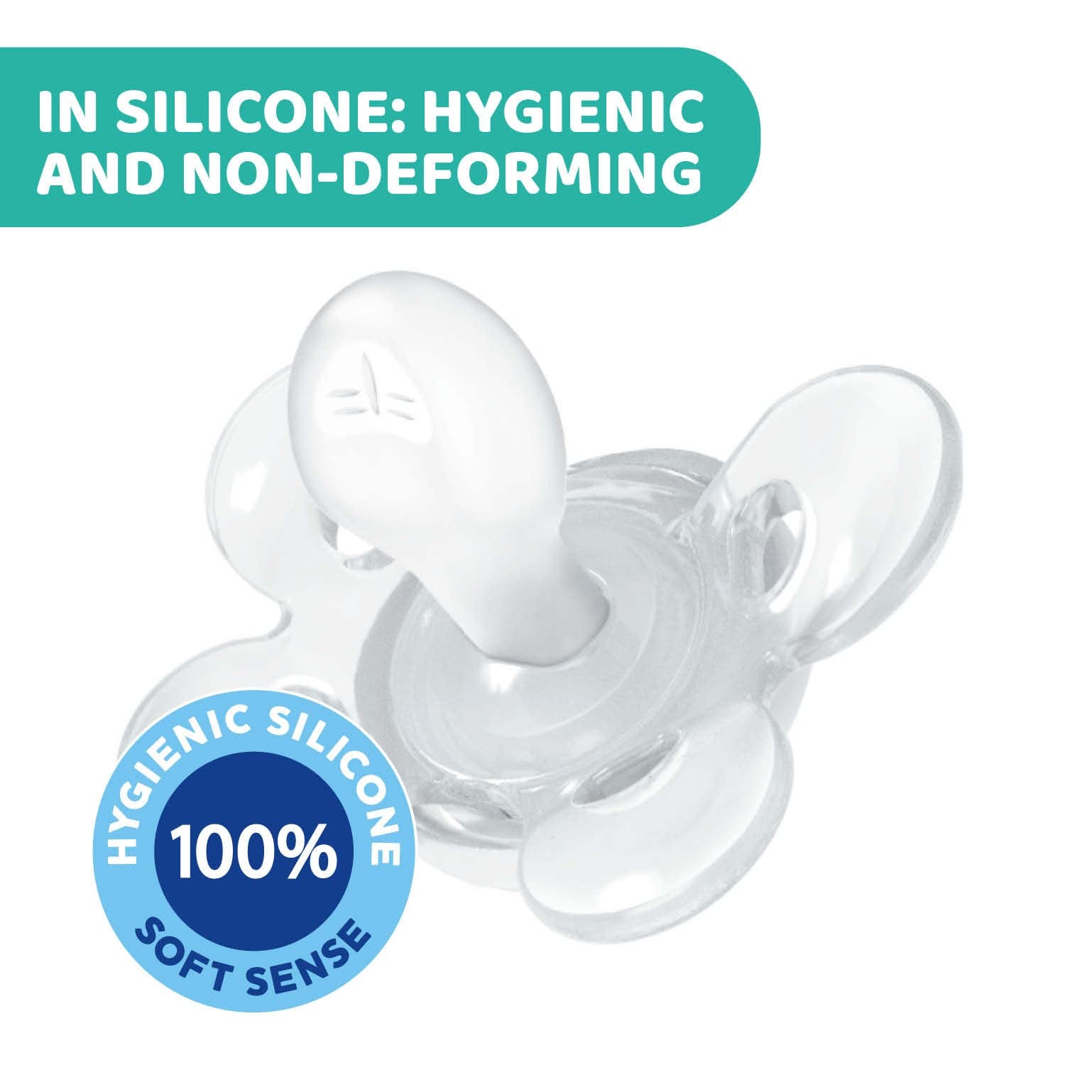 Chicco PhysioForma Comfort Suzetă 16-36 Luni, Suzetă pentru bebeluși cu tetină din silicon, 1 bucată, Susține respirația fiziologică și dezvoltarea orală corectă, Albastră