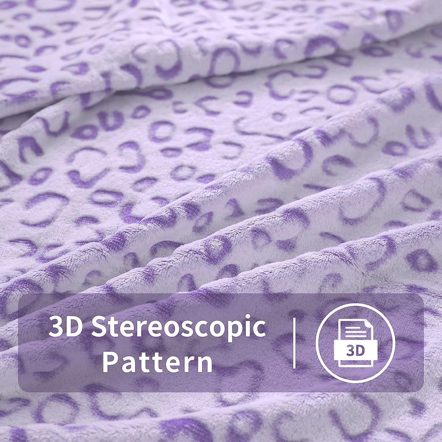 FY FIBER HOUSE flanel fleece throw, pătură din microfibră cu imprimare 3D ghepard, 228 X 274 cm, violet Plapumi si pilote Naty Shop