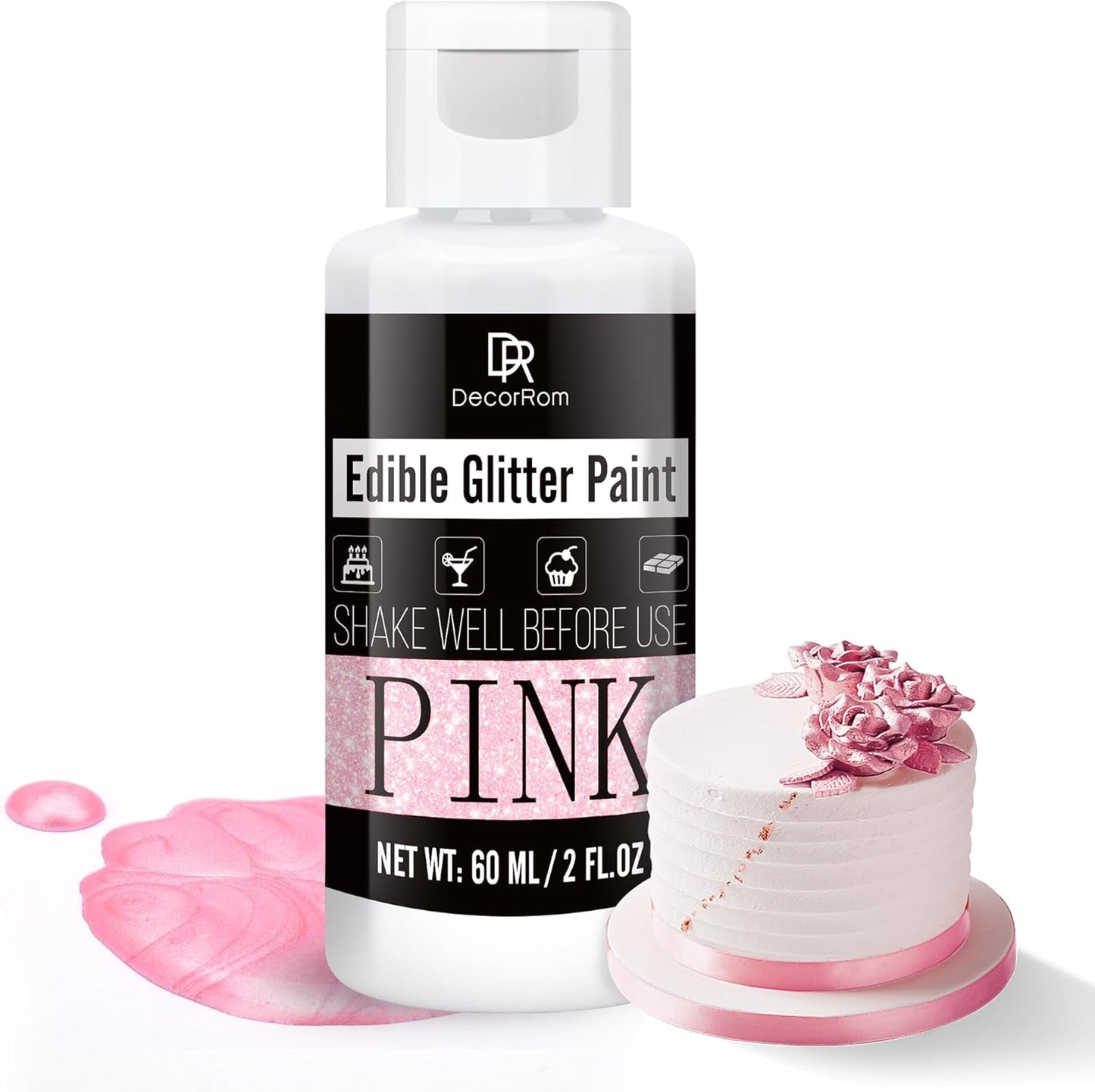 Sclipici comestibil lichid - 6 culori colorant alimentar metalic cu sclipici pentru decorarea torturilor, copt, brioșe - Pudră metalică comestibilă cu sclipici lichid pentru biscuiți DIY, fondant, prăjituri