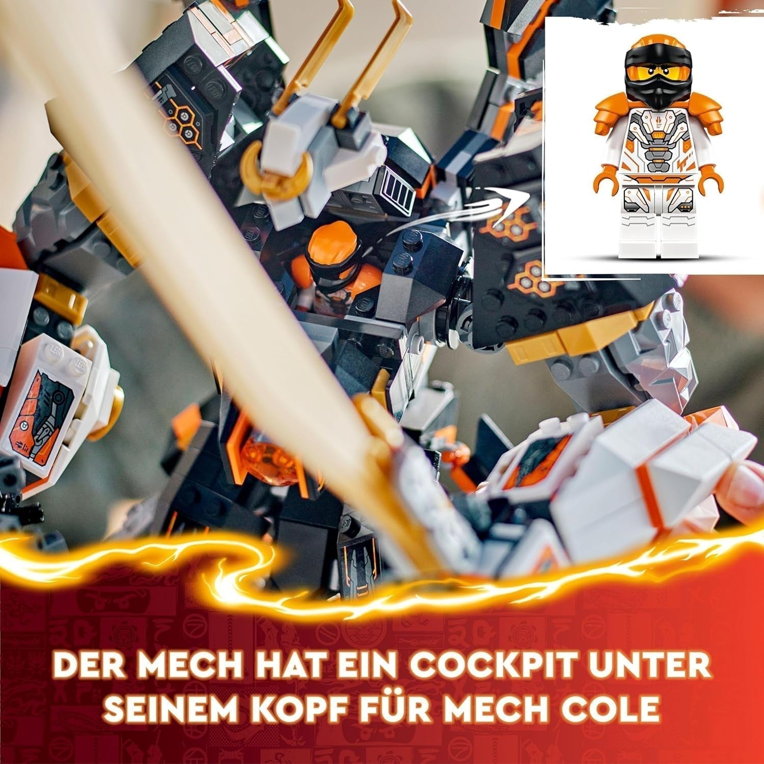 LEGO NINJAGO Cole's Titan Dragon Mech, jucărie de aventură pentru copii, set de joacă Ninja cu 1 minifigurină, cadou de ziua de naștere pentru băieți și fete de la 12 ani, set de joacă Fantasy 71821 Seturi de constructie Besuche den LEGO-Store