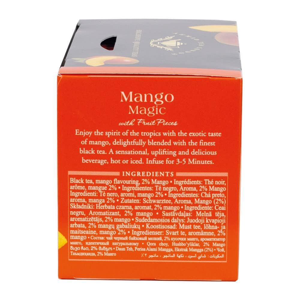 Ahmad Tea – Mango Magic | Ceai negru cu aromă de mango | 20 pliculețe de ceai de 2 g | Pliculețe de ceai cu bandă