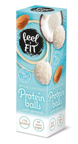 Praline de cocos fără zahăr cu migdale, feel FIT, fără zahăr adăugat, 17% proteine, 63 g