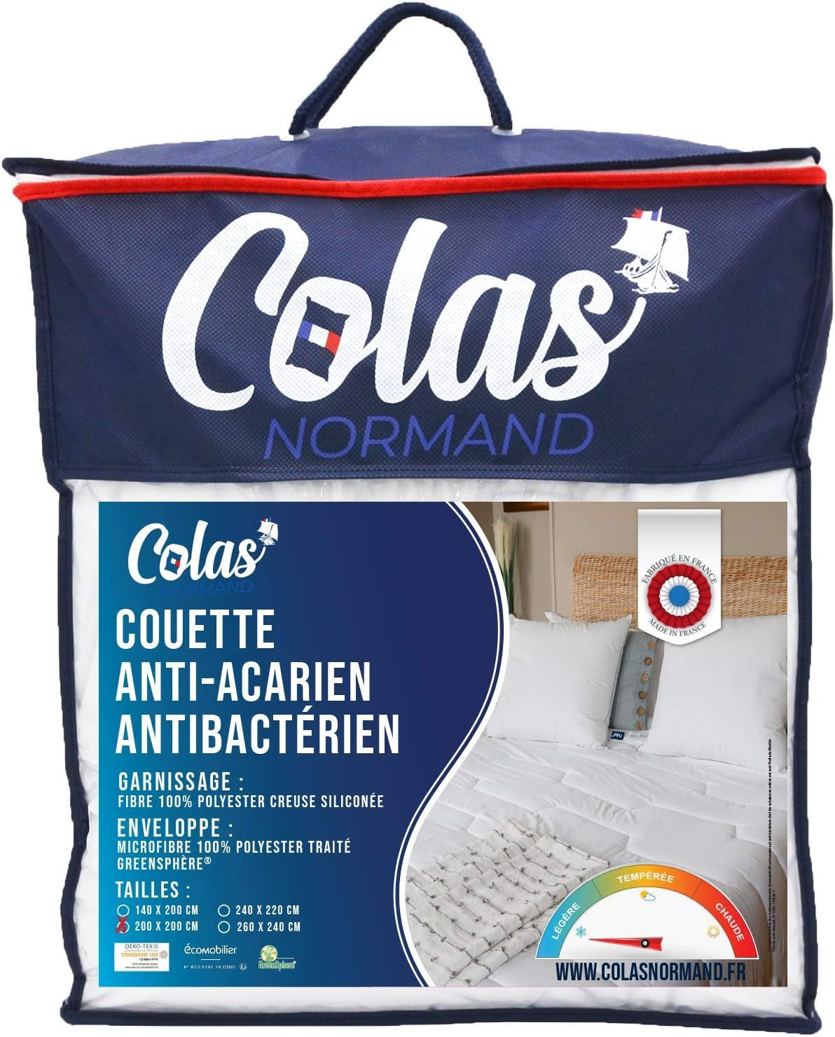COLAS NORMAND Plapumă antiacarieni și antibacteriană, ușoară, 200 X 200 cm, efect de lungă durată, igienă perfectă, microfibră, moale și confortabilă, lavabilă, franceză, albă 53130248 Plapumi si pilote Naty Shop Titlu implicit