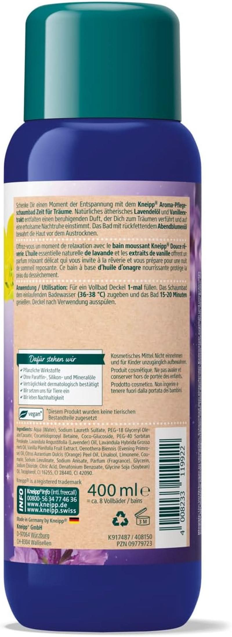 Kneipp Aroma, aditiv de baie, lavanda si vanilie, 400 ml Duș și baie Naty Shop