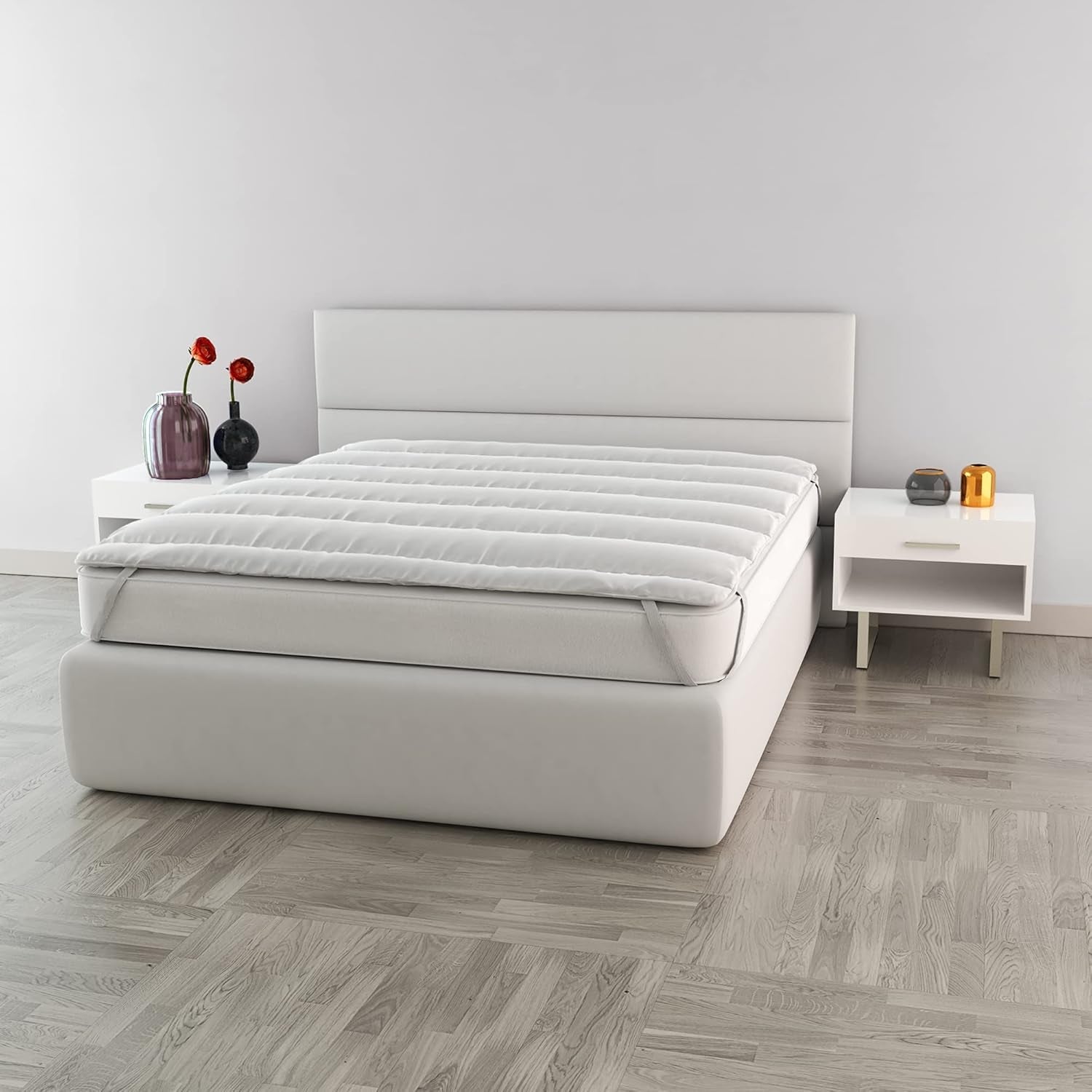 Lenjerie de pat italiană Elegant matlasat Topper, alb, dublu Plapumi si pilote Naty Shop 160X195