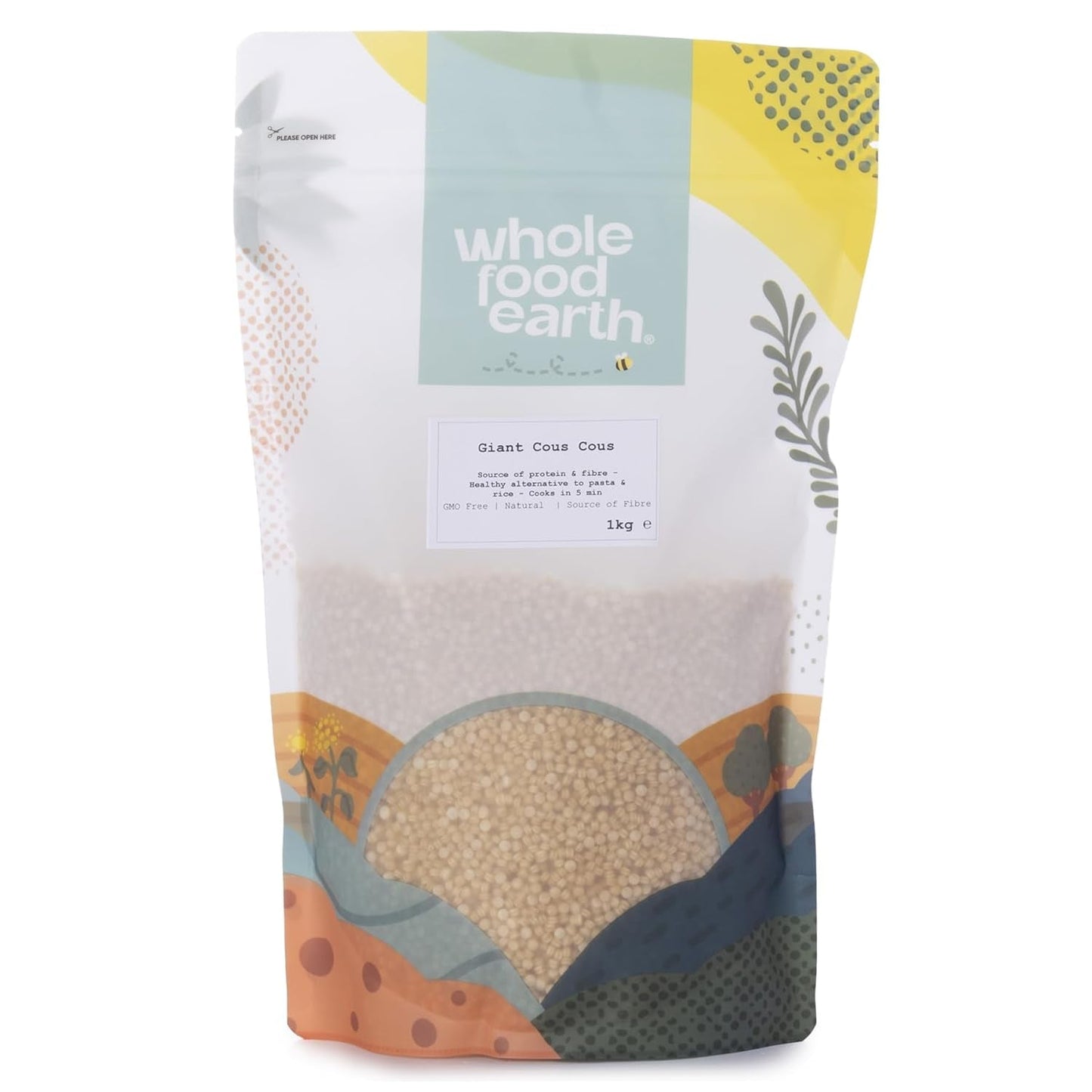 Cuscus gigant Wholefood Earth 1kg | Fără OMG | Natural | Sursă de fibre