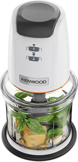 Kenwood Easychop CHP61.000WH, Zerkleinerer Mit Vier Klingen, Schüssel 0,5 L, Druckantrieb, 2 Geschwindigkeiten, Rutschfester Ring, Spülmaschinenfest, Eisbrecher, 500 W, Weiß Bucatarie Naty Shop