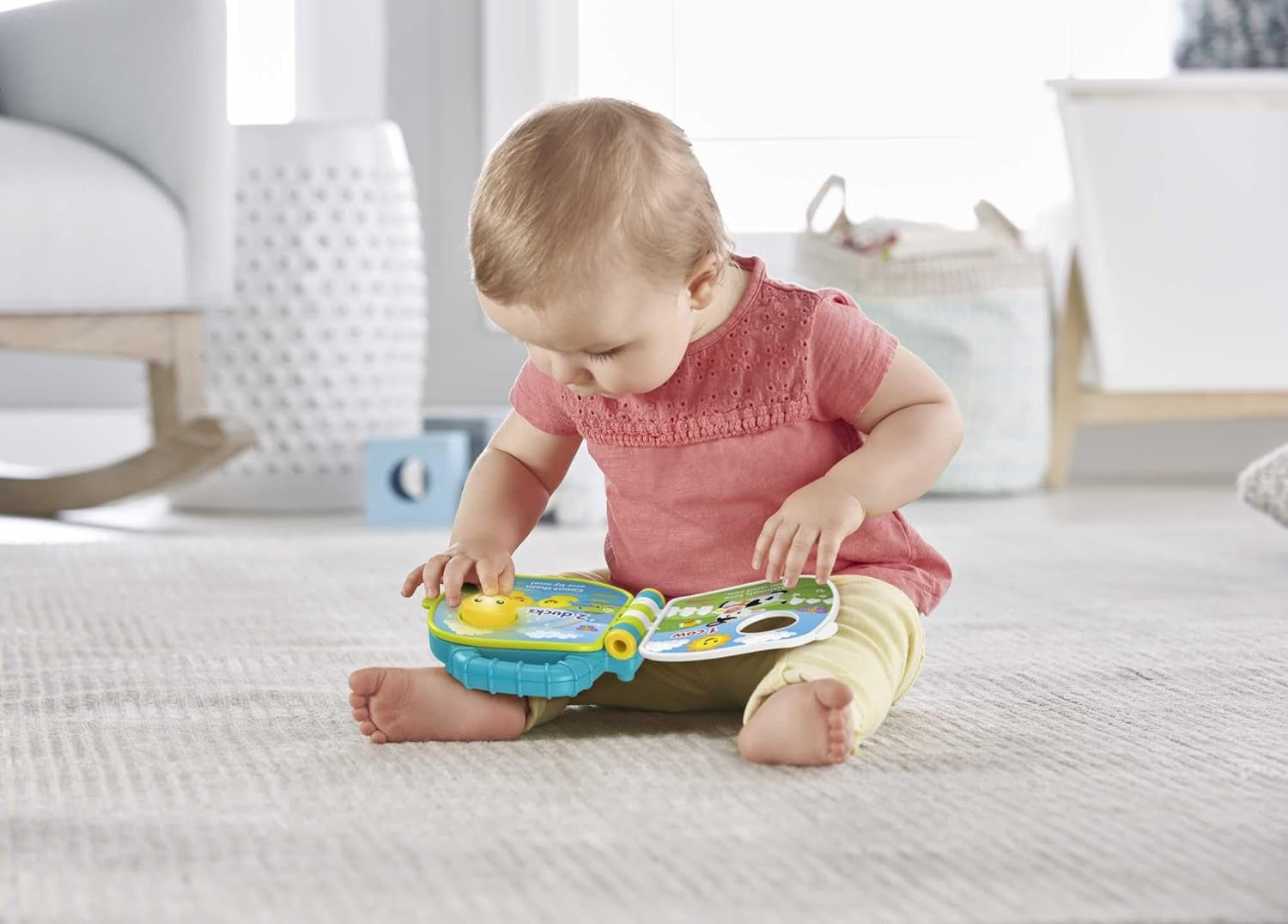 Fisher-Price Musical Animal Friends Songbook | Jucărie pentru copii de la 6 luni, 1 an pentru fete și băieți | Jucărie pentru copii | Carte muzicală cu sunete și efecte luminoase | Jucărie educativă (germană), GFP29 Jucarii Bebe Naty Shop