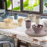 Moritz & Moritz COPA 16-tlg Geschirrset 4 Personen - Elegantes Teller Set aus hochwertigem Steinzeug - Geschirr Set 4 Personen aus je 4x Dinnerteller, Dessertteller, Müslischale & Kaffeebecher