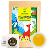 WEETEE Pliculețe de ceai verde, 100 bucăți Pliculețe de ceai verde, ceai verde pur, super antioxidant | Pliculețe resigilabile | Preparare fierbinte sau rece