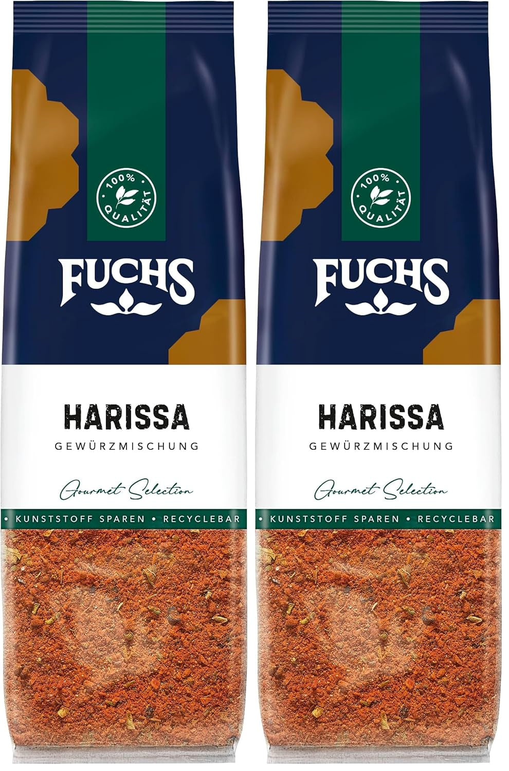 Fuchs Gewürze - Harissa Gewürzmischung im recyclebaren Nachfüllbeutel, zum Würzen von Reisgerichten, Couscous, Saucen und Suppen - 60 g