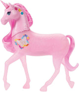 Barbie unicorn strălucitor care luminează în întuneric cu 20 de combinații interactive de efecte de lumină, sunete și muzică, pentru joacă prin apăsarea butoanelor și mângâierea capului, JCP78