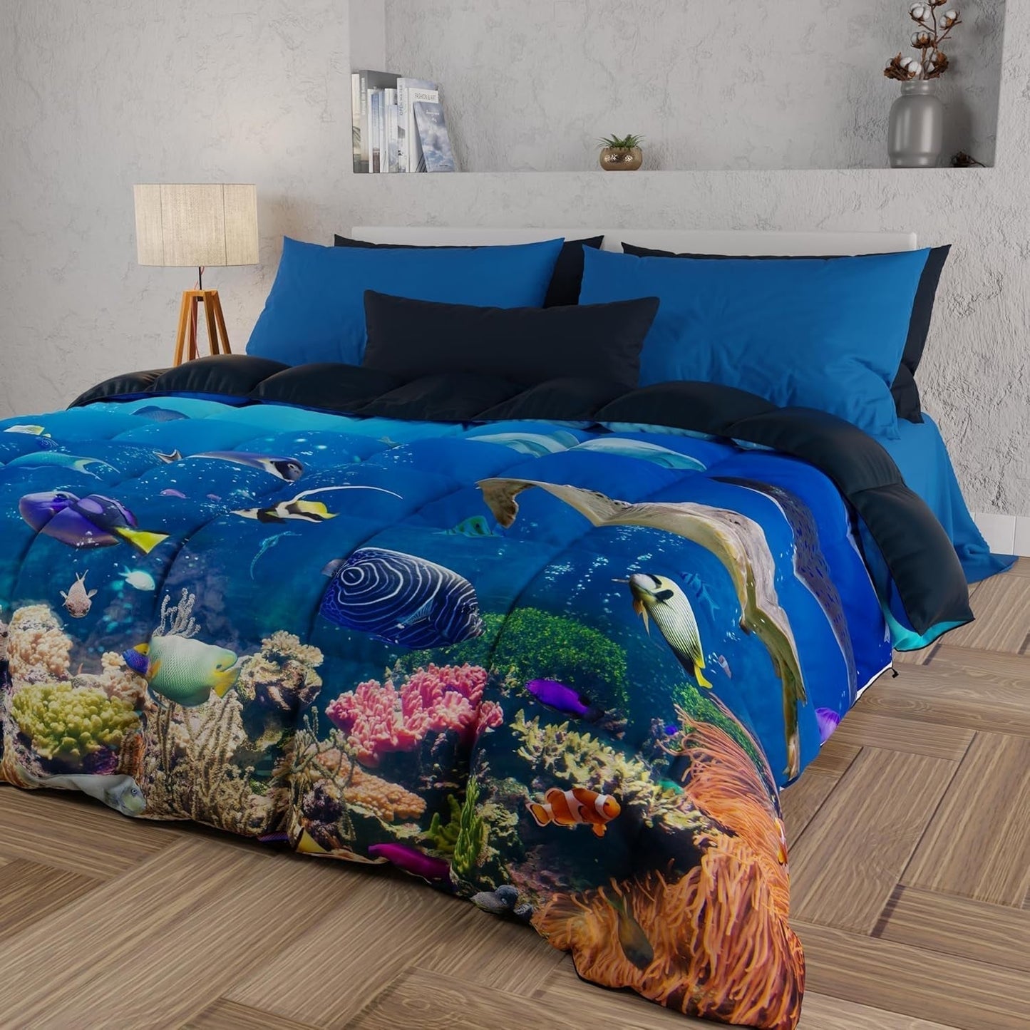 PETTI Artigiani Italiani cuvertură pentru pat dublu, 100% Made in Italy, Aquarium Plapumi si pilote Naty Shop