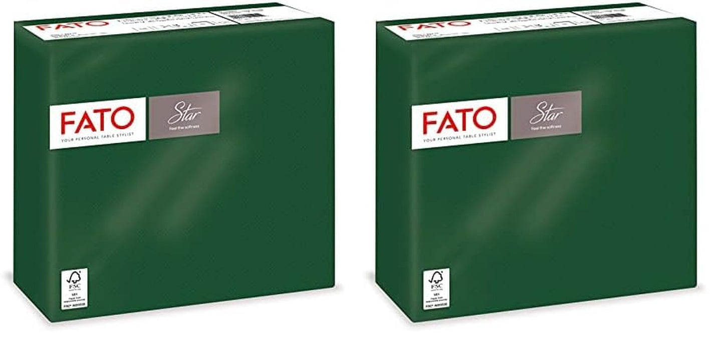 - Șervețele de hârtie de unică folosință, Softness And Softness, pachet de 40 de șervețele, dimensiune 38X38 pliate în 4, 2 straturi, culoare verde pădure, 100% hârtie din celuloză pură, certificate Fsc (pachet cu 2)