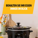 Tristar VS-3915 slow cooker, vas ceramic din oțel inoxidabil cu 2 setări de căldură și funcție de menținere la cald, 3,5 L Slow Cooker Naty Shop