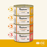 Applaws Hrană umedă premium 100% naturală pentru pisici, selecție de pui în bulion pentru pisici adulte - Pachet de 4 cutii (12 x 70 g)