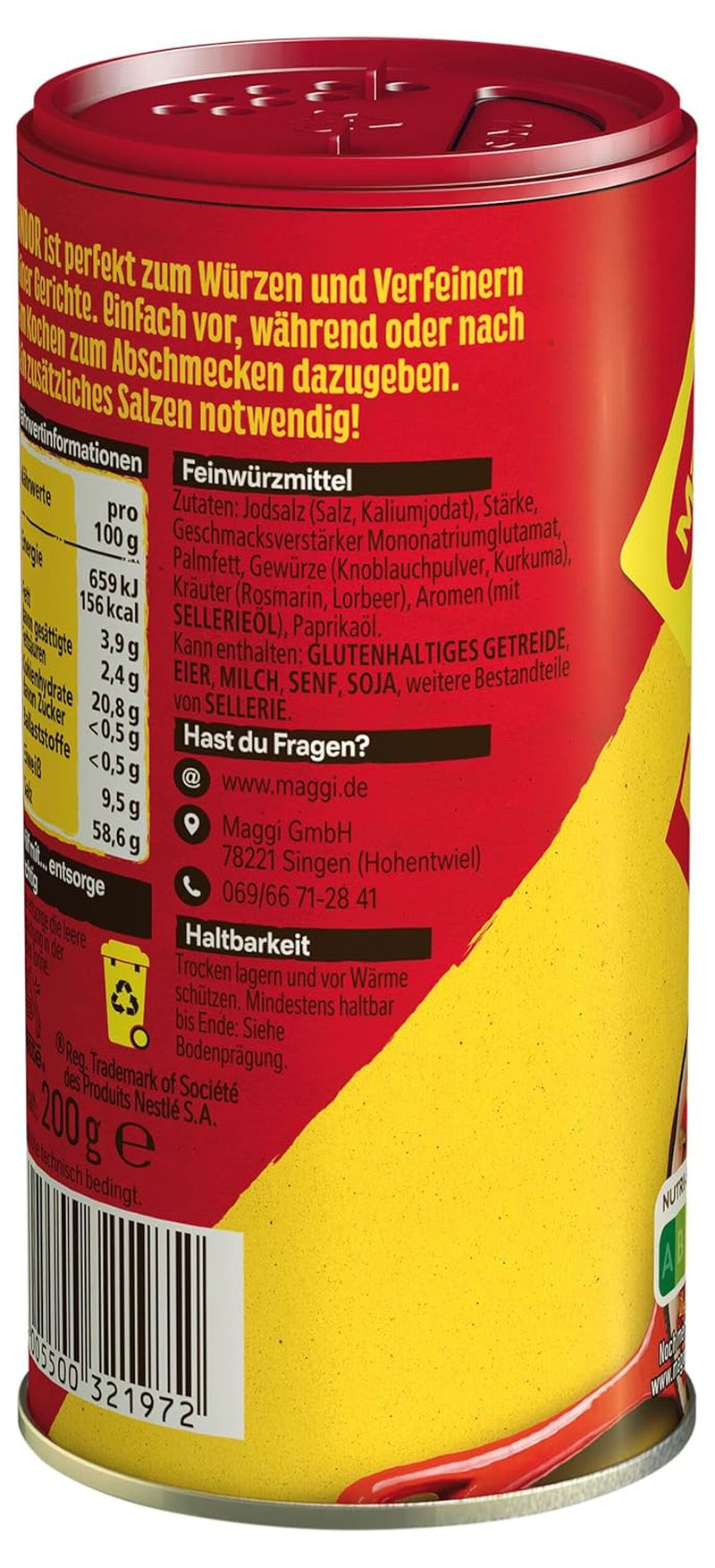 MAGGI Fondor Würzmittel für Gemüse, Fleisch oder Fisch, Gewürz für Suppen oder Salate, 10er Pack (10 x 200g)