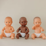 Păpușă Miniland Baby, băiat african, 32 cm, anatomic corect