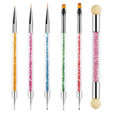 Sularpek 6 Stück Nagel Pinsel, Nail Art Pinsel, Pinsel Nageldesign, Nagel Pinsel Set, Nail Art Dotting Tools Mit 1 Sponge Brush Applikator, Nageldesign Zubehör Für DIY Nail Art Design