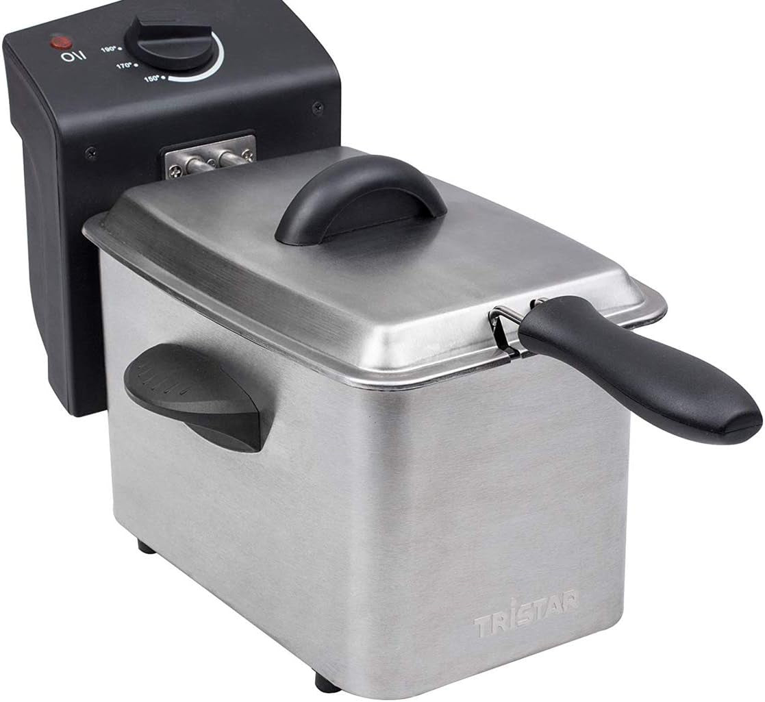 Tristar friteuză din oțel inoxidabil - Cu capacitate de 2 litri, funcție de zonă rece și termostat reglabil până la 190°C, FR-6919, argintiu Electrocasnice Naty Shop