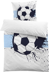 Lenjerie de pat pentru baieti, fotbal, poliester microfibra Lenjerie de pat - copii Naty Shop Model 1 135X200 Cm + 80X80 Cm