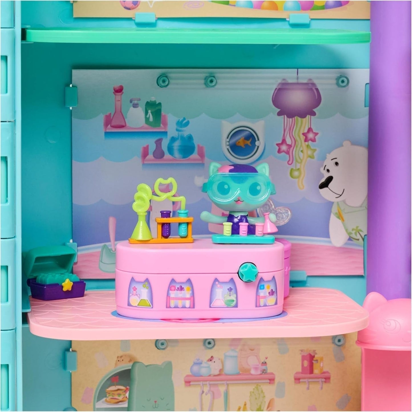 Gabby™S Dollhouse, Bobble Kitty Furniture Pack Of Meerkats, figură de pisică cu mobilier și accesorii pentru casa de păpuși, de la 3 ani Casute de papusi Naty Shop