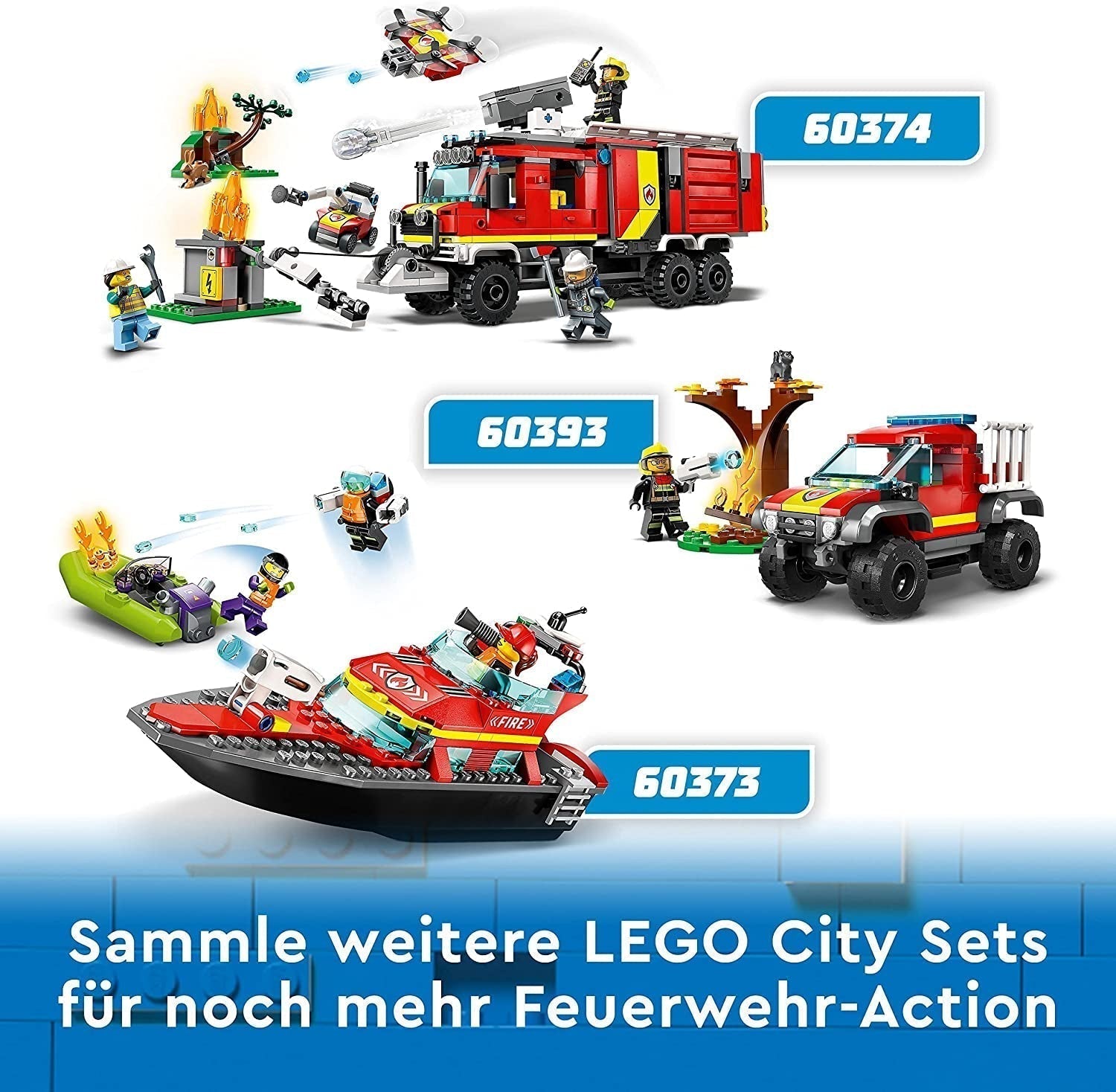 LEGO 60374 City Fire Brigade Command Vehicle, jucărie modernă cu camion de pompieri, cu drone de stingere a incendiilor, cu figuri pentru copii Seturi de constructie Besuche den LEGO-Store