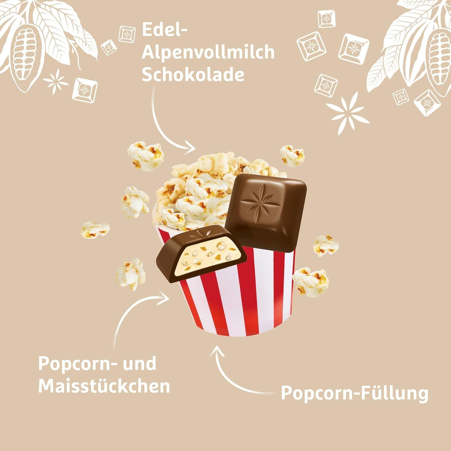 Floricele de porumb Schogetten 1 tabletă de ciocolată x 100g, ciocolată cu lapte cu floricele de porumb și bucăți de porumb, bucăți individuale practice. O delicatesă. Bucată cu bucată.