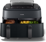 Philips Airfryer Dual Basket 3000 Series, 9L, 2 coșuri, 2 feluri de mâncare gata în același timp, tehnologie Rapidair plus cu aer cald Electrocasnice Naty Shop Steam Dual Basket 9 L