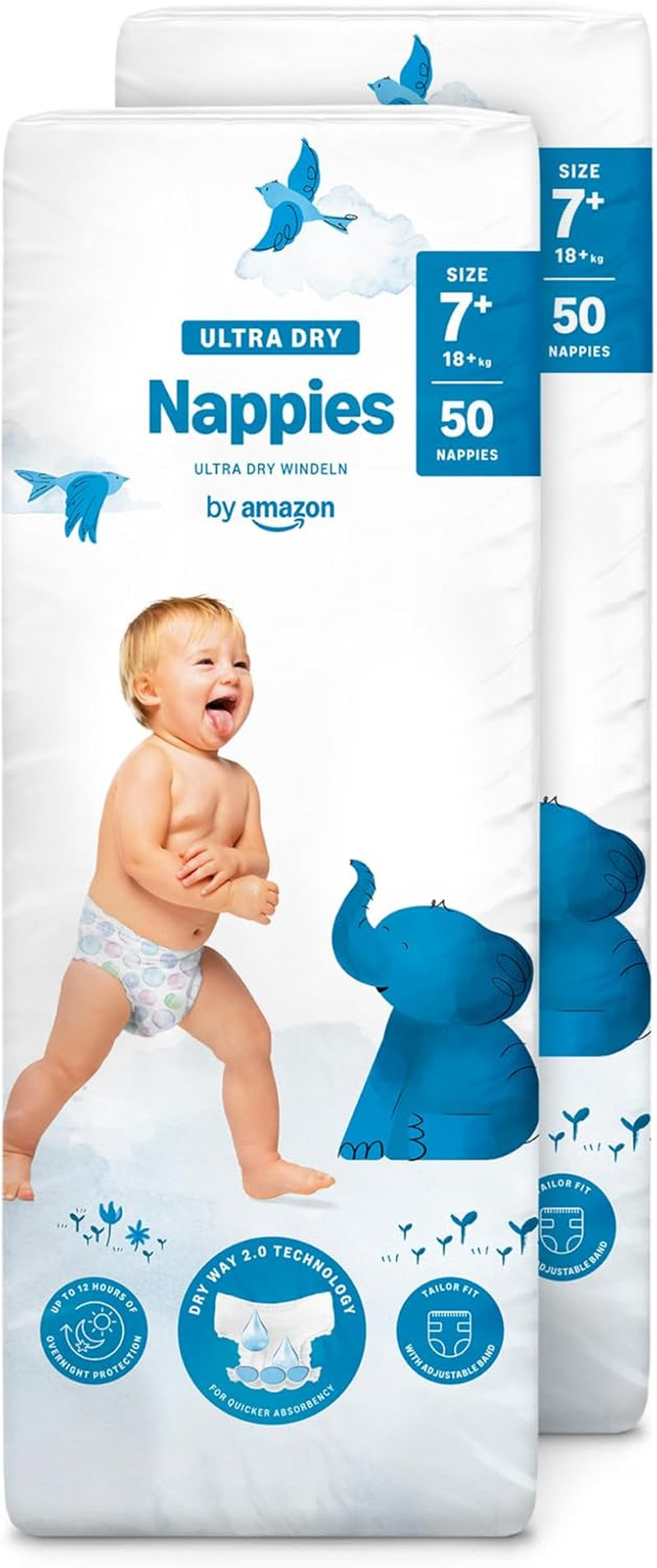 Scutece Ultra Dry de la Amazon, mărimea 3 (4-9 kg) - Cutie lunară, alb, 172 bucăți (2 pachete a câte 86) (Anterior sub marca Mama Bear, produs identic)
