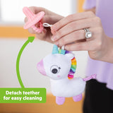 Suzetă de pluș Bright Starts SootheMate, Unicorn - Suzetă detașabilă în formă de suzetă pentru nou-născuți și copii mai mari