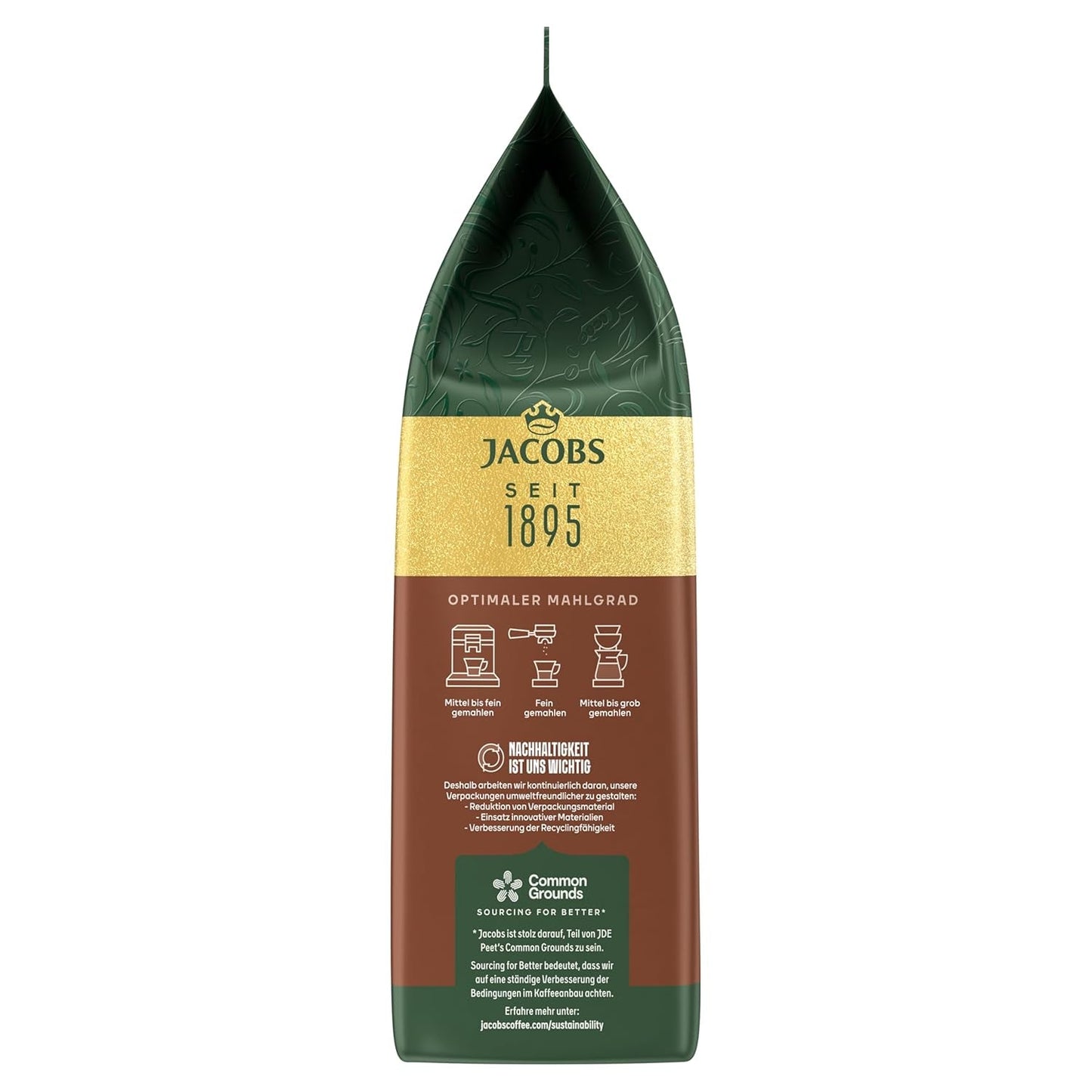 Jacobs Kaffeebohnen Café Crema Intense, intensiv mit Kakao- & Nussnote, geröstet in Bremen, Intensität 7/10, Kaffee ganze Bohnen, 1 kg