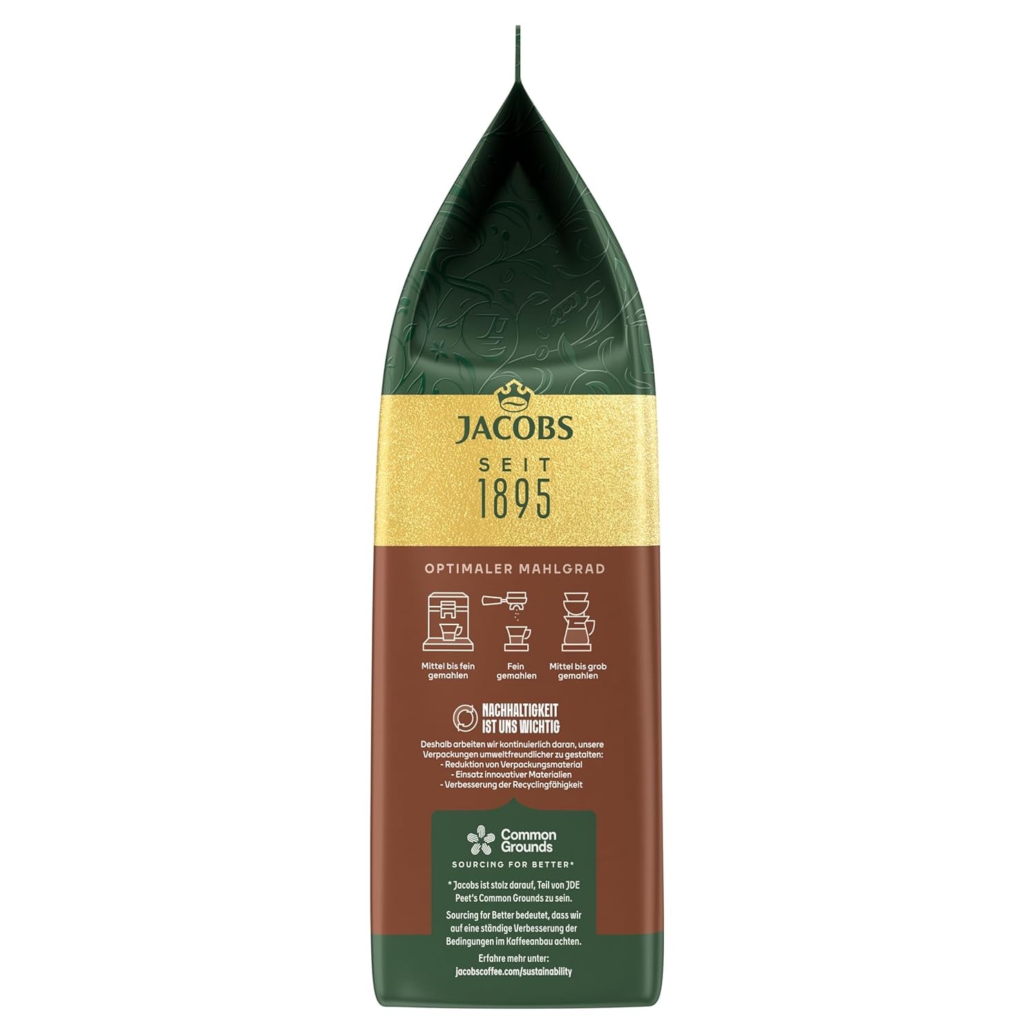 Jacobs Kaffeebohnen Café Crema Intense, intensiv mit Kakao- & Nussnote, geröstet in Bremen, Intensität 7/10, Kaffee ganze Bohnen, 1 kg