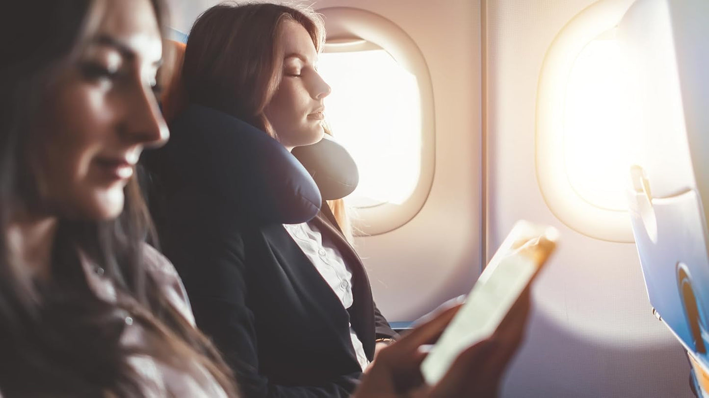 Pernă de gât Lemos Home cu umplutură din microfibră, pernă de susținere a gâtului, pernă de călătorie confortabilă pentru avion, mașină, birou, ideală pentru camping, vacanțe și gadgeturi de călătorie (verde mentă)
