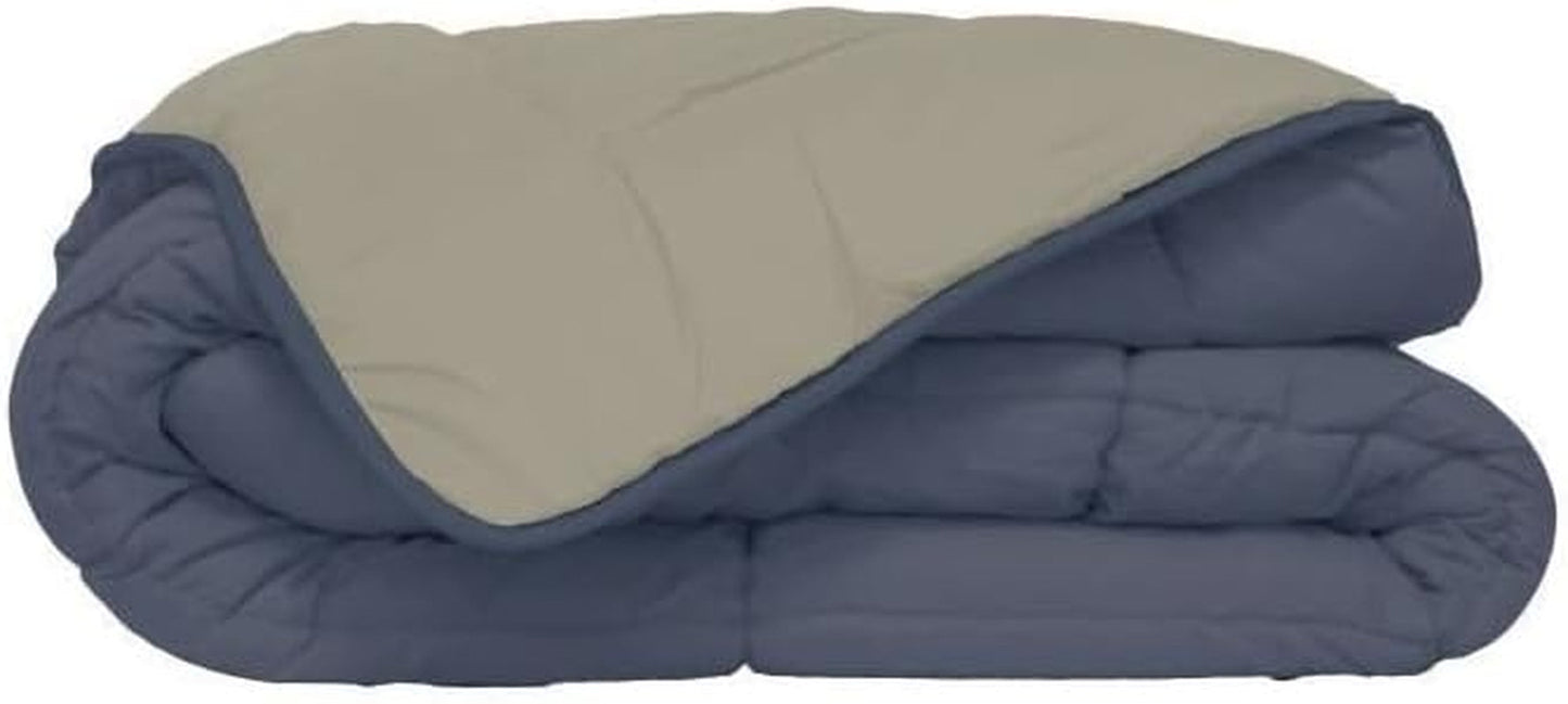 Poyet Motte Plapumă lavabilă cu capac fix - 140X200 Cm - Petrol blue/mastic beige Plapumi si pilote Naty Shop Gri 140 X 200 Cm