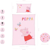 Set de lenjerie de pat pentru copii Peppa Pig, 100 x 135 cm si 40 x 60 cm, bumbac Lenjerie de pat - copii Naty Shop