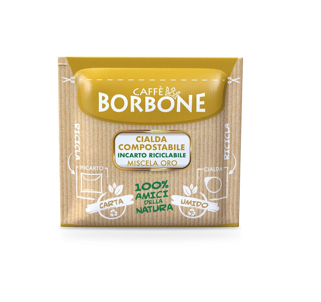 Caffè Borbone Kompostierbare Kaffeepads, Gold-Kaffeemischung - 100 Pads - Kompatibel mit ESE System Papier Pads 44 mm