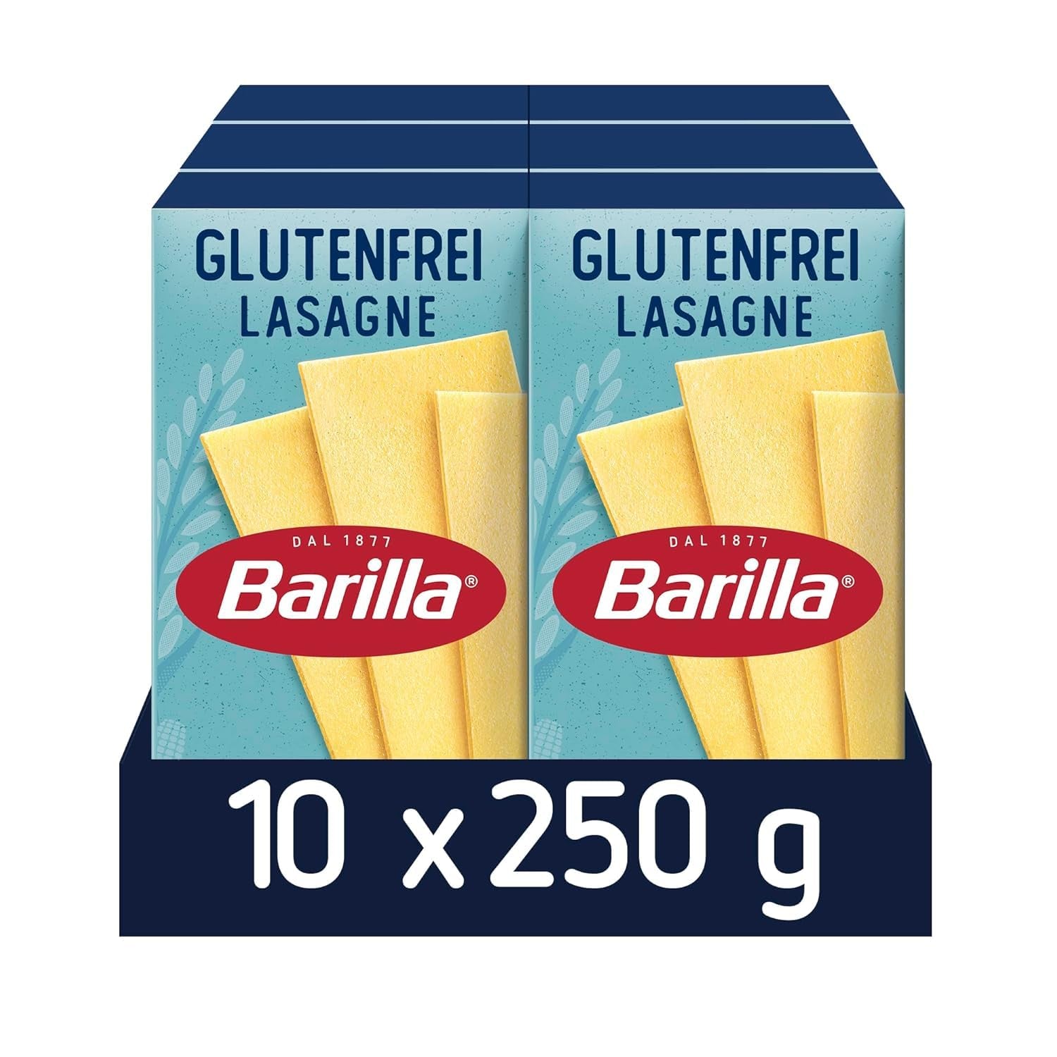 Lasagna fără gluten Barilla Paste, făcută din porumb și orez delicios, perfectă pentru persoanele cu boală celiacă sau intoleranță la gluten, pachet de 10 (10 x 250 g)