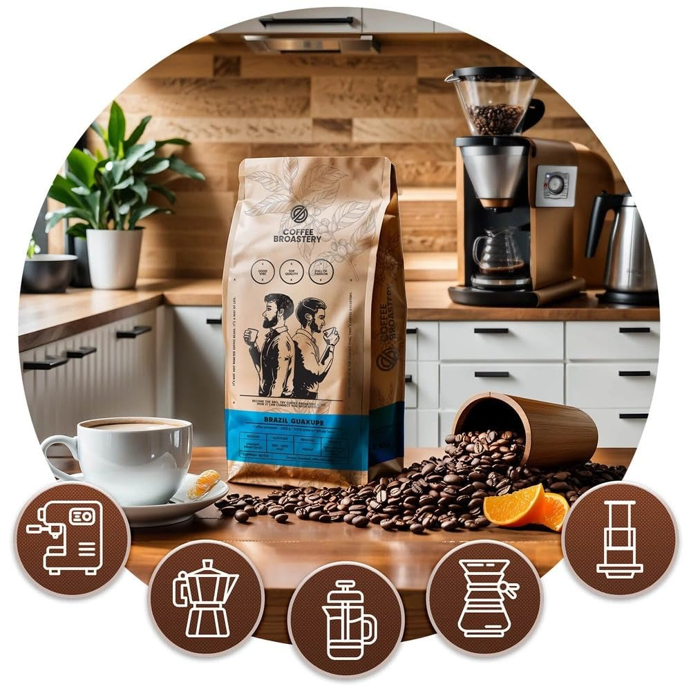 Set boabe de cafea 3x1kg 3000g | Brazilia Guaxupe | Brazilia Mogiana | Brazilia Cerrado | Brazilia | Cafea specială | Proaspăt prăjită