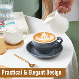 Milch und Zucker Set mit Deckel und Löffel, 5-teilig Keramik Milchkännchen und Zuckerdose mit Holz Tablet,Milch- & Zuckerbehälter für Küche Kaffee Mikrowellen- und Spülmaschinenfest (Weiß)