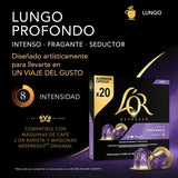 L'OR Espresso Koffiecups Lungo Profondo (200 Lungo Koffie Capsules, Geschikt voor Nespresso* Koffiemachines, Intensiteit 08/12, 100% Arabica Koffie, UTZ Gecertificeerd), 10 x 20 Cups