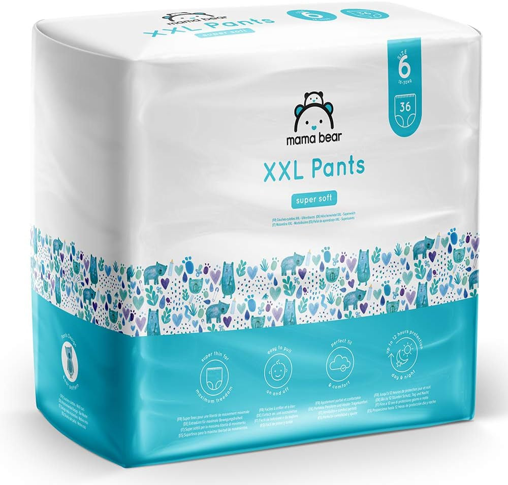 Marcă Amazon: Scutece Mama Bear Pull-Up XXL, mărimea 6 (18-30 kg), 72 de bucăți (2 pachete a câte 36)