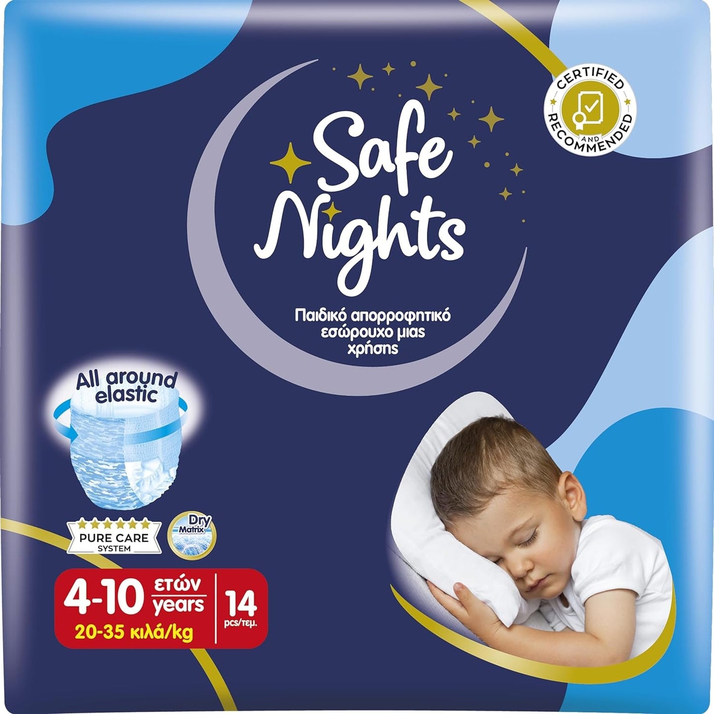 Safe Nights Girl, chiloți absorbanți de noapte pentru fete cu vârsta cuprinsă între 8 și 16 ani (30-50 kg), 14 bucăți
