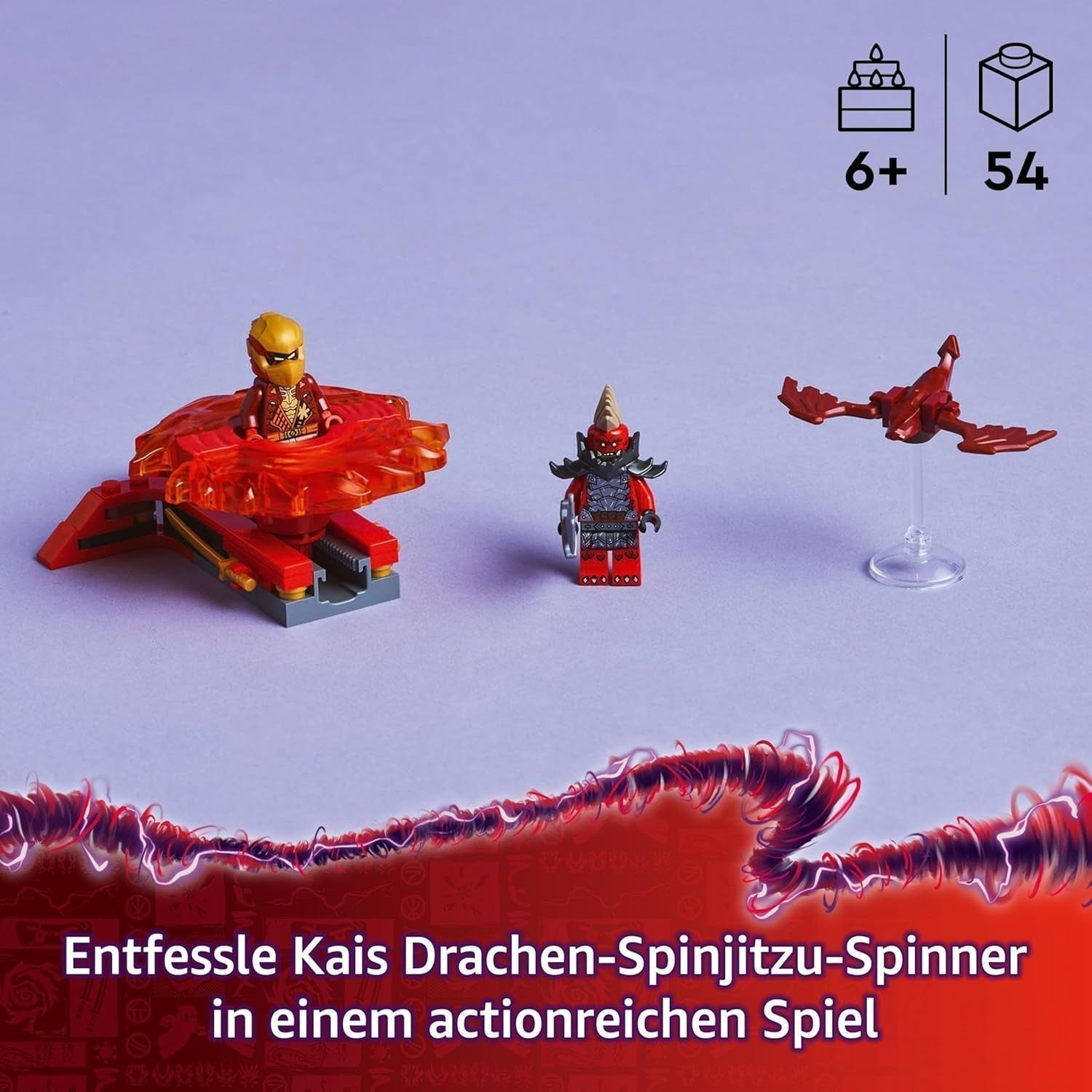 LEGO NINJAGO Kai's Dragon Spinjitzu Spinner - Jucărie Ninja de acțiune cu 2 minifigurine - Set de joacă mic pentru copii - Idee de cadou pentru băieți și fete de la 6 ani 71823 Seturi de constructie Besuche den LEGO-Store